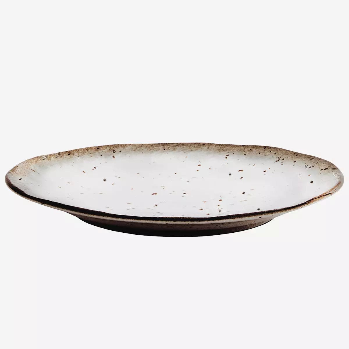 MADAM STOLTZ Πιάτο Πιάτο Ρηχό, Μεγάλο, Stor, Κεραμικό, Άσπρο/Κάφε, D:27x3 cm, MADAM STOLTZ