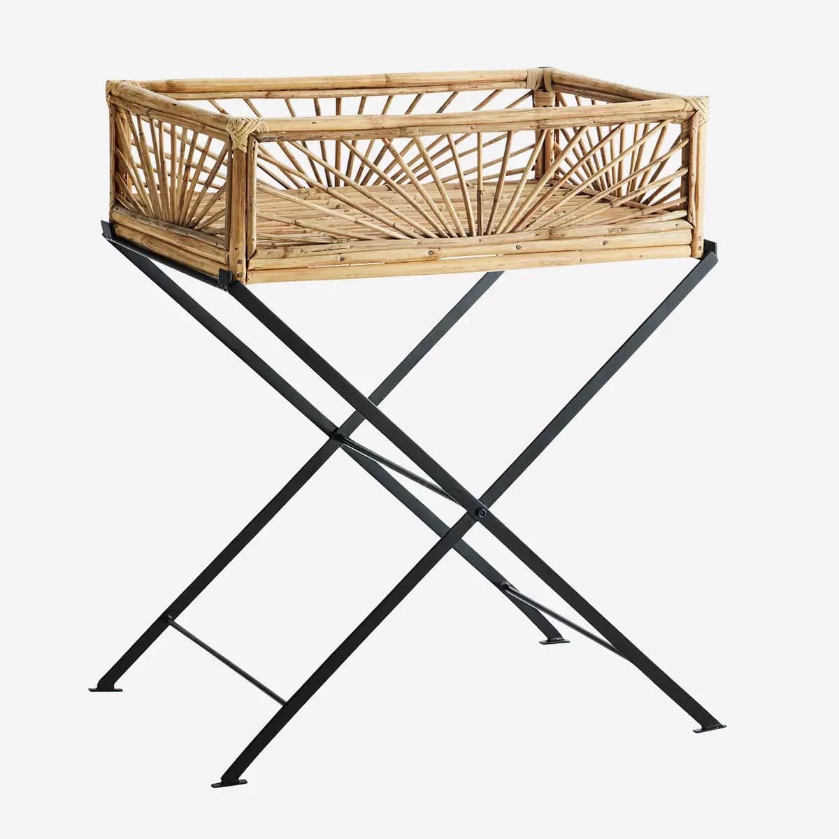 Madam Stoltz table auxiliary table with folding Bamboo/iron base 65x43x80cm Madam stoltz