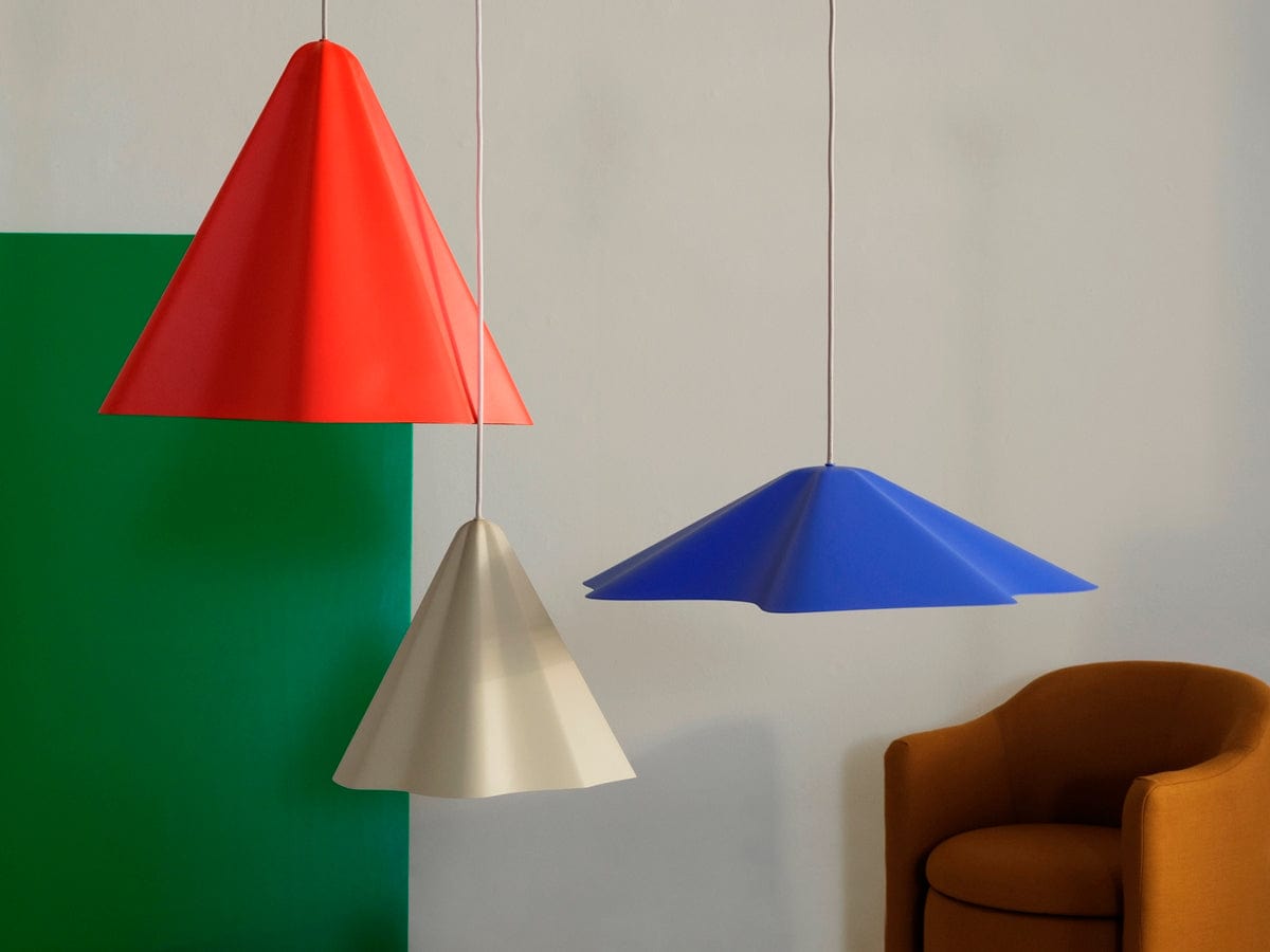 Broste Copenhagen Επιδαπέδιο Φωτιστικό Φωτιστικό Οροφής Skirt Pendant Μεταλλικό Μπλε Ρουά  Ø60xH15cm Broste Copenhagen