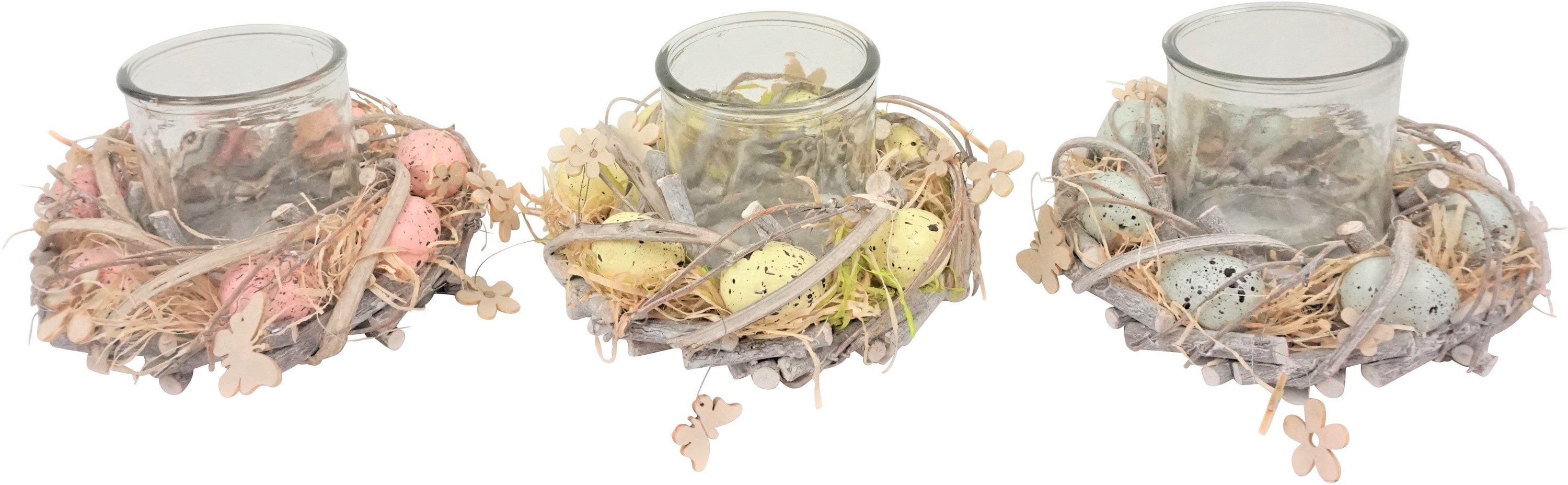 HOFF Κηροπήγιο για Ρεσώ Πασχαλινή Διακοσμητική Βάση για Ρεσώ Ξύλο/Γυαλί Παστέλ Κίτρινο 21x13cm HOFF