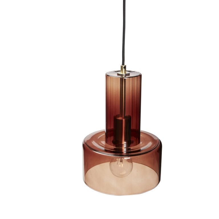 HUBSCH Φωτιστικό οροφής Φωτιστικό οροφής, Ripple Lamp Amber, Γυάλινο, Κρεμαστό, Καφέ, H27 Ø20 cm, HUBSCH