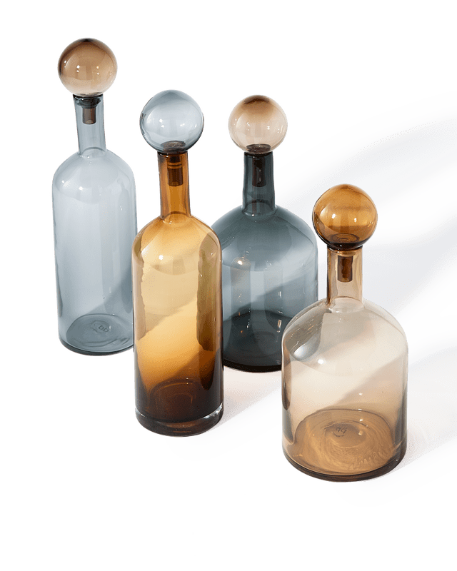 POLSPOTTEN Είδη Κούζινας Διακοσμητικό Μπουκάλι Γυάλινο Bubbles and Bottles Καφέ/Κεχριμπάρι Ø18xH33cm/ stopper size Ø9 x H12 cm POLSPOTTEN