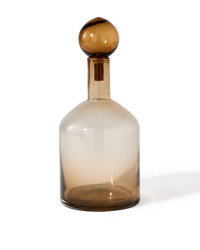 POLSPOTTEN Είδη Κούζινας Διακοσμητικό Μπουκάλι Γυάλινο Bubbles and Bottles Καφέ/Κεχριμπάρι Ø18xH33cm/ stopper size Ø9 x H12 cm POLSPOTTEN