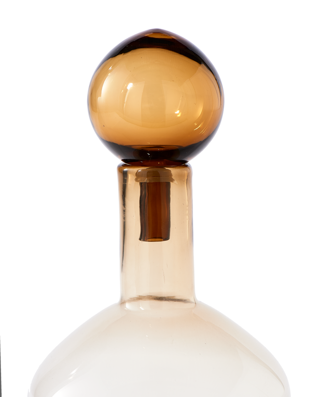 POLSPOTTEN Είδη Κούζινας Διακοσμητικό Μπουκάλι Γυάλινο Bubbles and Bottles Καφέ/Κεχριμπάρι Ø18xH33cm/ stopper size Ø9 x H12 cm POLSPOTTEN