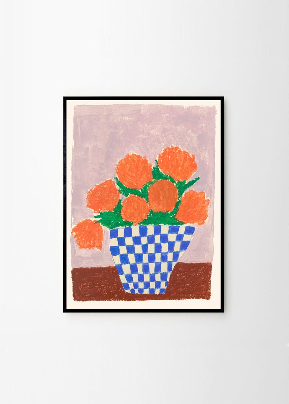 THE POSTER CLUB Poster Πόστερ, Orange Flowers, Carla Llanos, (30x40) cm, Πορτοκαλί/Μπλε, Sustainable Paper,THE POSTER CLUB