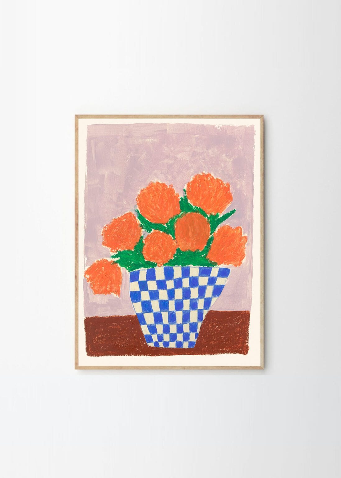 THE POSTER CLUB Poster Πόστερ, Orange Flowers, Carla Llanos, (50x70) cm, Πορτοκαλί/Μπλε, Sustainable Paper,THE POSTER CLUB