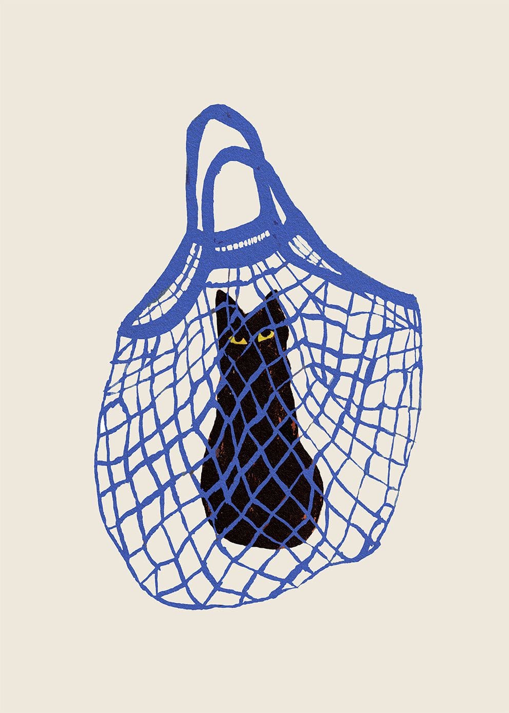 THE POSTER CLUB Poster Πόστερ, The Cats In The Bag, Chloe Purpero Johnson, (40x50)cm, Μπλέ/Μάυρο/Εκρού, Sustainable Paper, THE POSTER CLUB