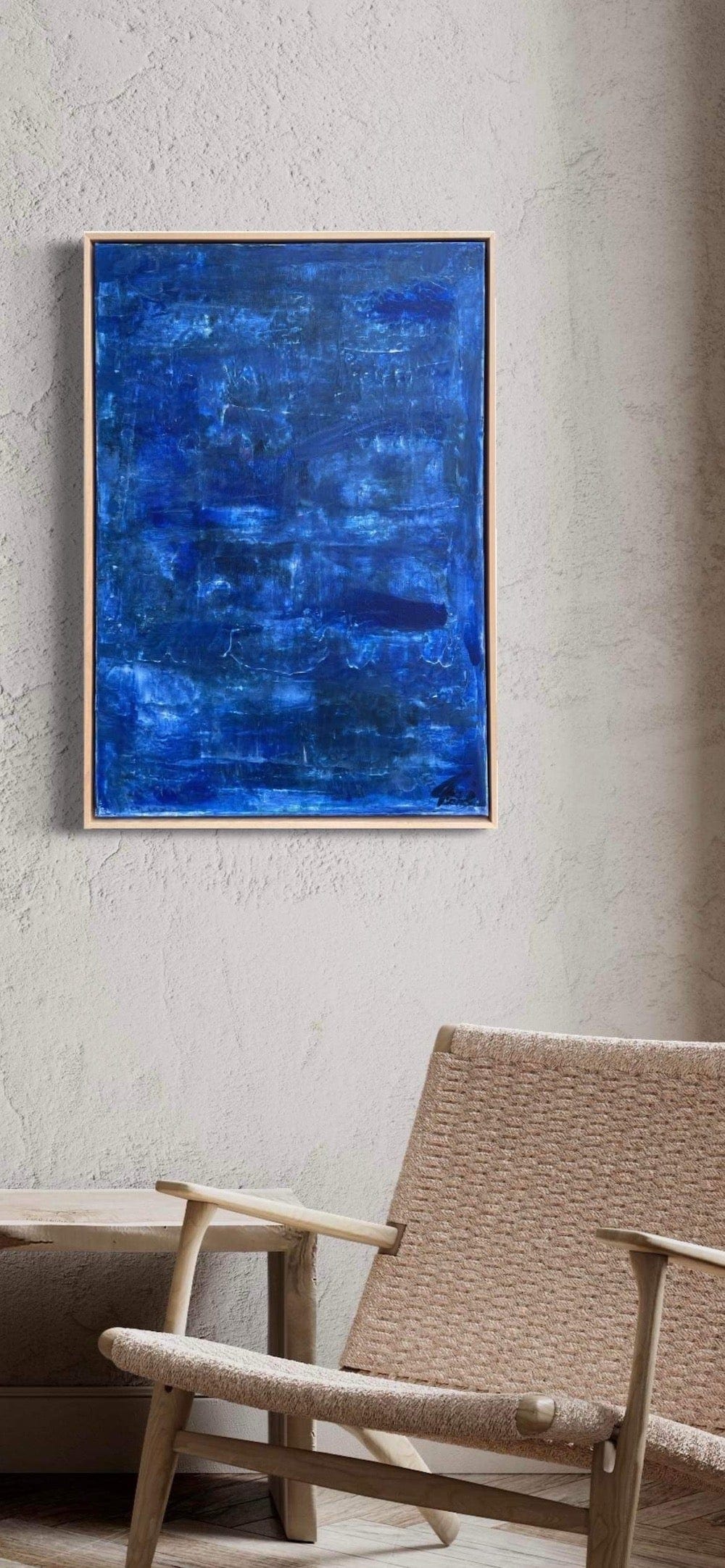HINTSDECO Πίνακας Ζωγραφικής Πίνακας ζωγραφικής σε καμβά με ξύλινη Κορνίζα, Blue Face (70x50) Hintsdeco