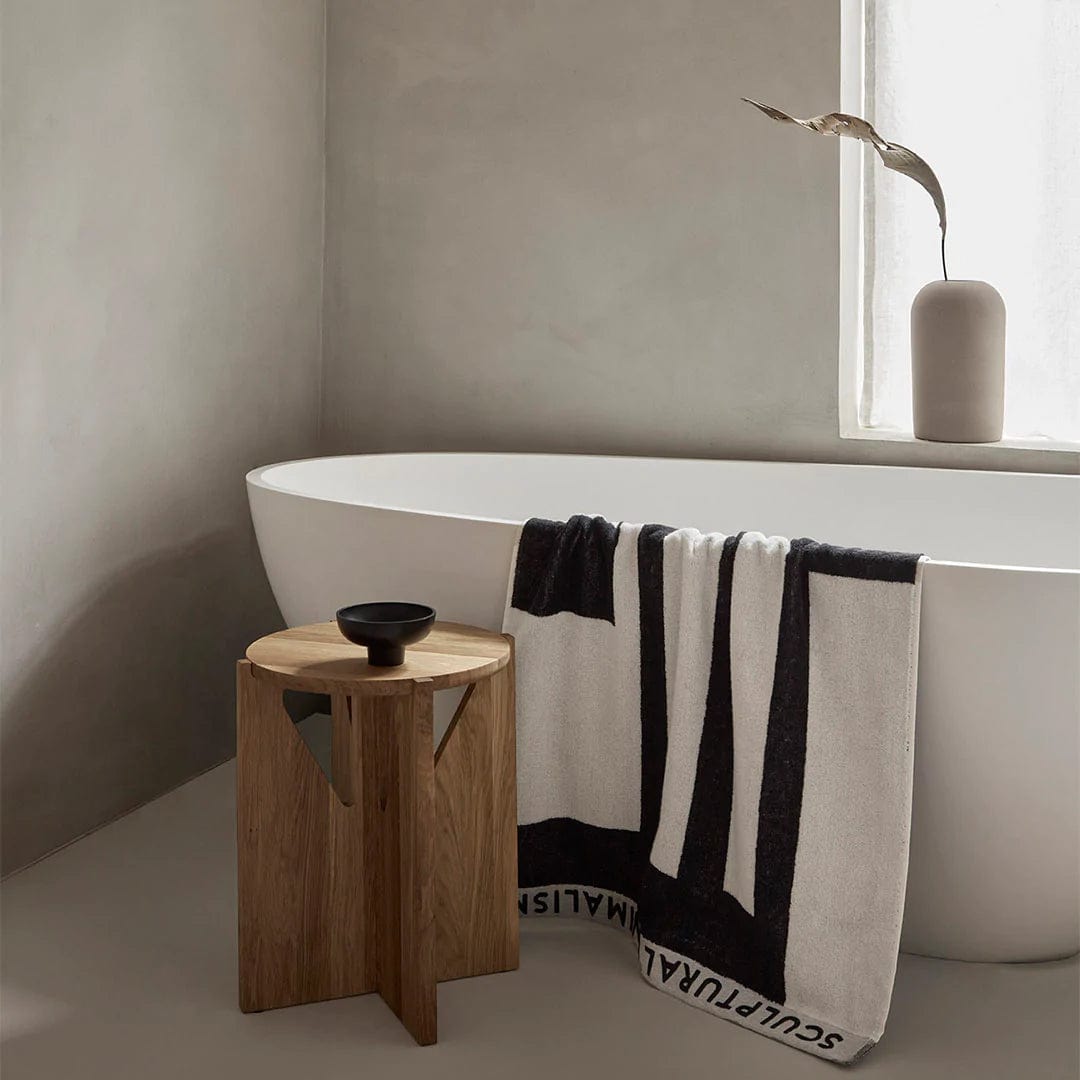 KRISTINA DAM studio ΠΕΤΣΕΤΑ Μίνιμαλ Πετσέτα Προσώπου, W50XL80CM, Μαύρη/Εκρού, Βαμβακερή, KRISTINA DAM studio