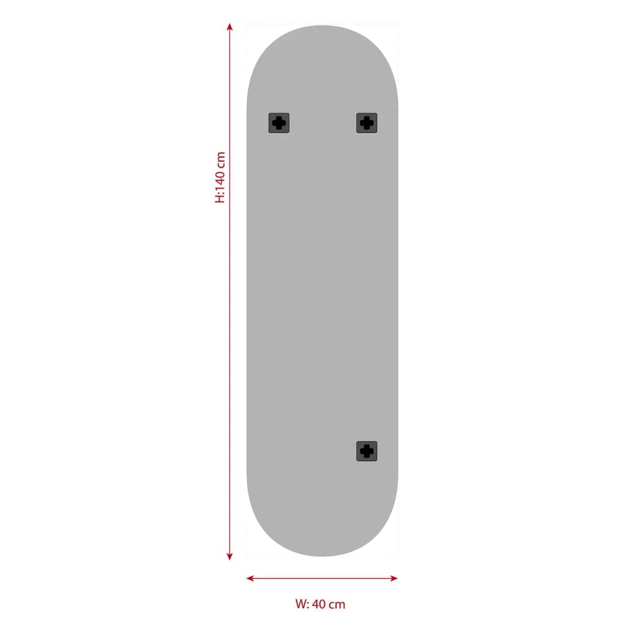 INCADO Καθρέφτης Καθρέφτης Τοίχου Γυαλί Οβάλ Ellipse 40x140cm Ασημί INCADO