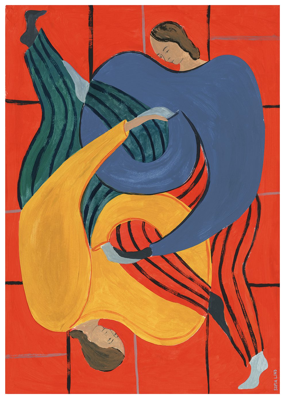 Πόστερ, Sofia Lind, Hold You - Red (50x70) cm, Κόκκινο/Κίτρινo/Γαλάζιο Sustainable Paper, THE POSTER CLUB