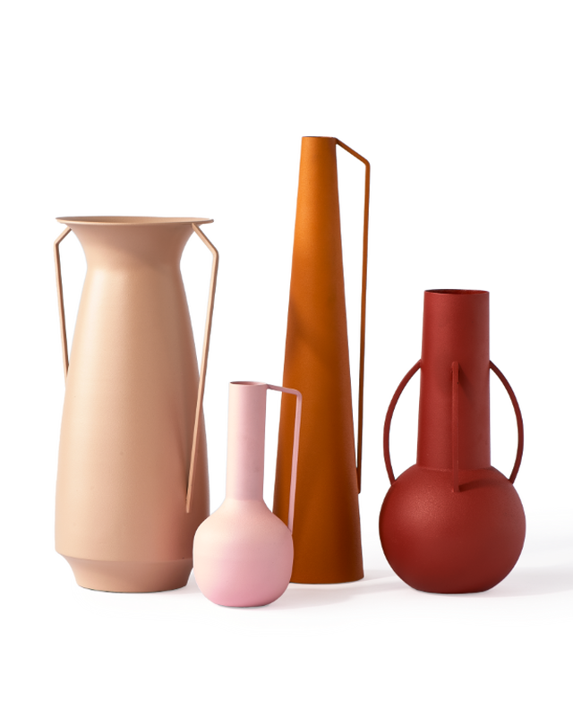 POLSPOTTEN Βάζο Βάζα σετ 4 τμχ Roman Μπεζ/Πορτοκαλί/Ροζ/Κεραμιδί Μεταλλικό Ματ L25 x W17,5 x H42cm, L11,5 x W11,5 x H52cm, L11 x W11 x H25cm, L17 x W17 x H34,5cm POLSPOTTEN