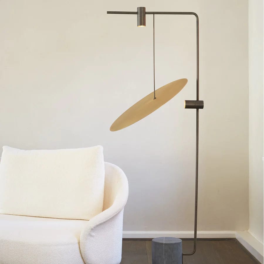 101 COPENHAGEN Floor Lamp, Moon Floor Lamp, Marble/Brass/Iron/Aluminium/Gold, E14-230V, 188x63x65cm, 101 COPENHAGEN