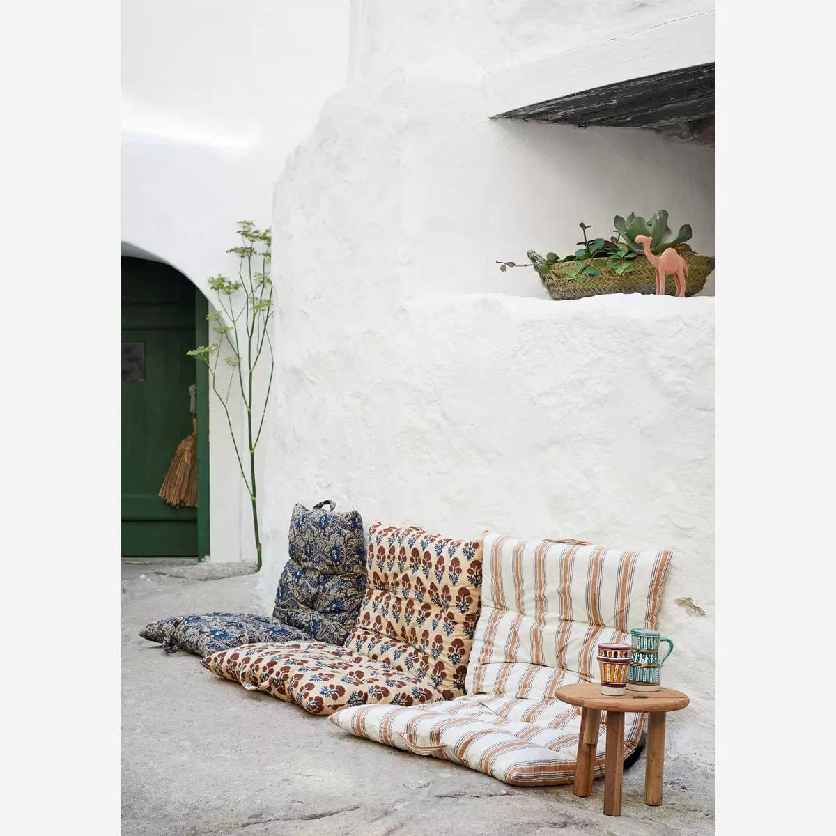 MADAM STOLTZ Στρώμα Βαμβακερό Στρώμα Αναδιπλούμενο Μπεζ/Καφέ/Μπλε 60x100cm MADAM STOLTZ