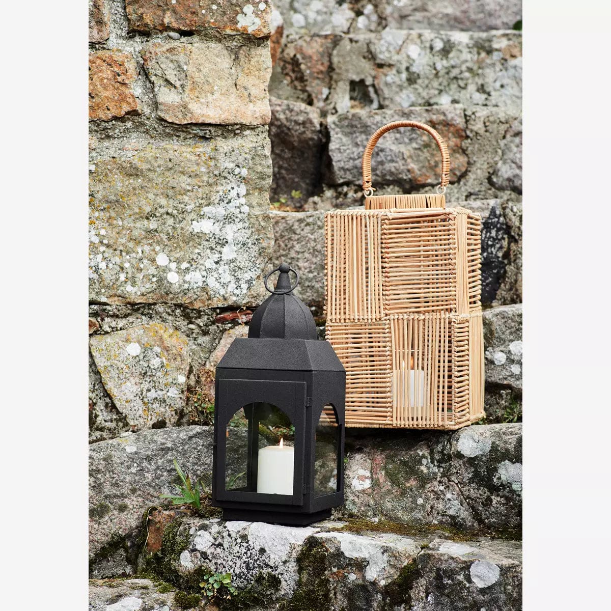 MADAM STOLTZ Φανάρι Φανάρι Τετράγωνο Ρατάν Φυσικό 20x20x35 cm MADAME STOLTZ