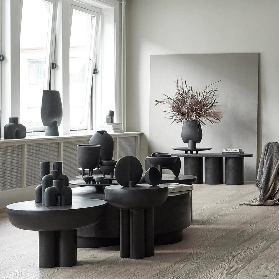101 COPENHAGEN Coffee Table Τραπέζι Crown Table Tall Σκούρο Καφέ-Μαύρο Fiber concrete 101 COPENHAGEN